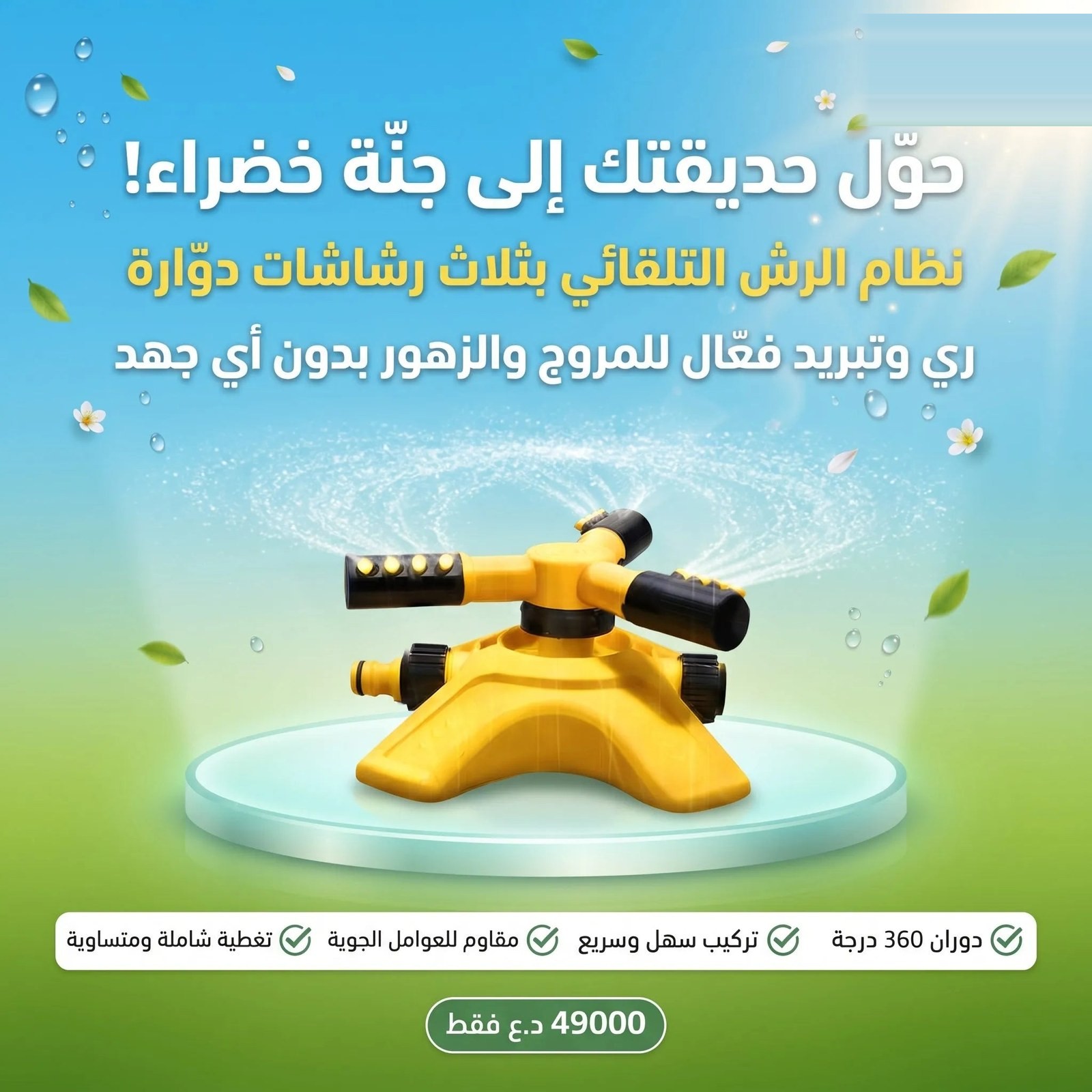 رشاشات المياه التلقائية في الحديقة